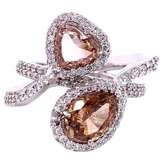 18k White Gold 3.08ct Fancy-cut Colored Diamond Two-Stone Ring (Size 6.5)