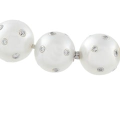 18K White Gold 3.0ct Diamond and Pearls Necklace MF23-012326