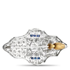 18K White Gold 3.0ct Diamond and Sapphire Art Deco Brooch MF49-020526