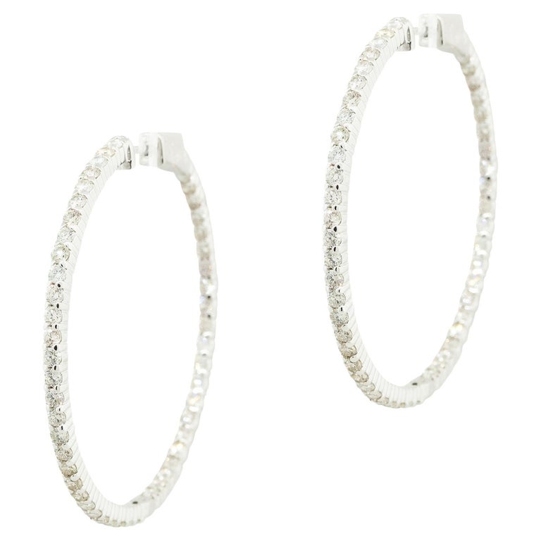 3.0 Carat Diamond Inside-Out Narrow Hoop Earrings 18 Karat In Stock For ...