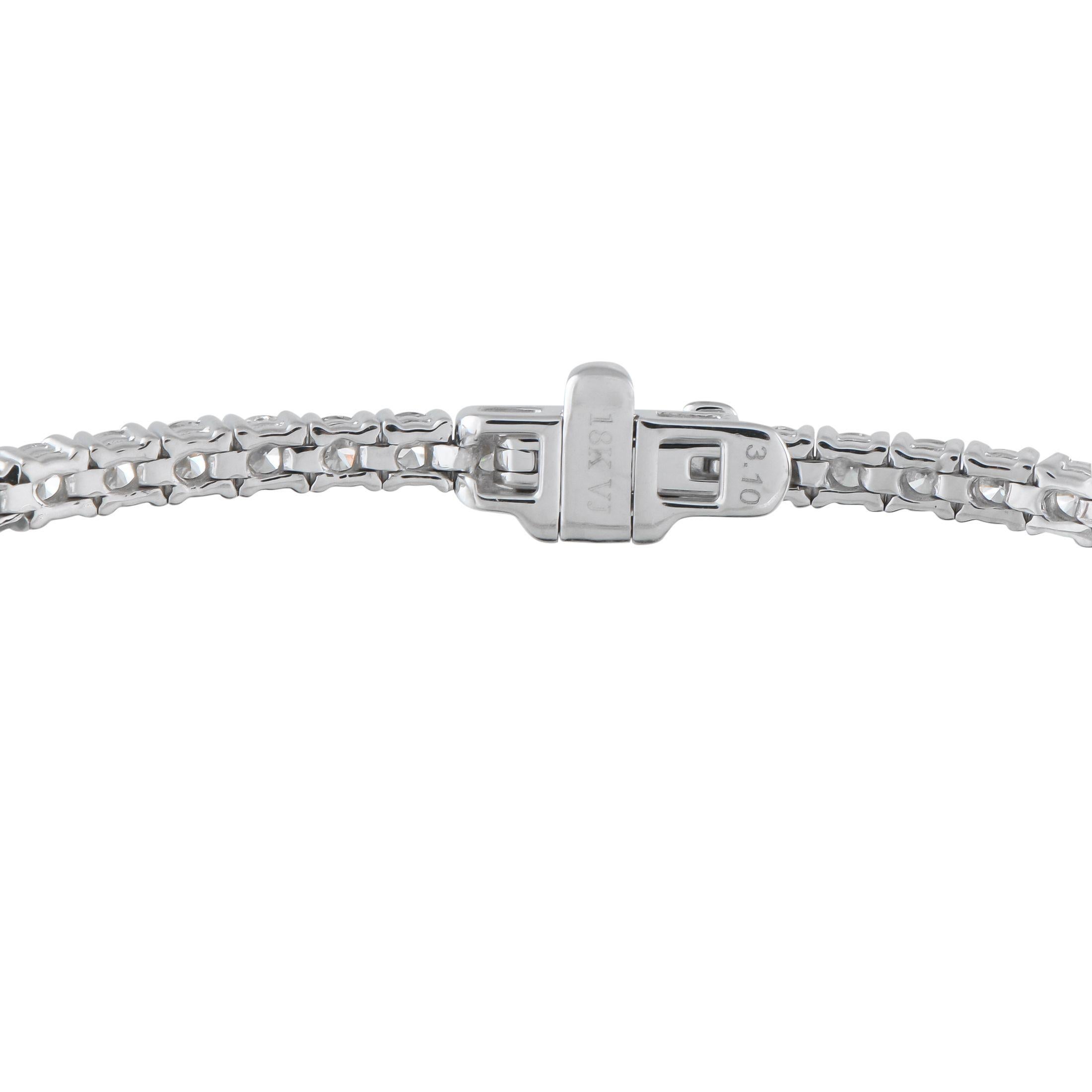 Pulsera Tenis Oro Blanco 18K 3.10ct Diamantes Corte redondo en venta