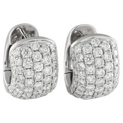 18K White Gold 3.10ct Diamond Wide Huggie Earrings