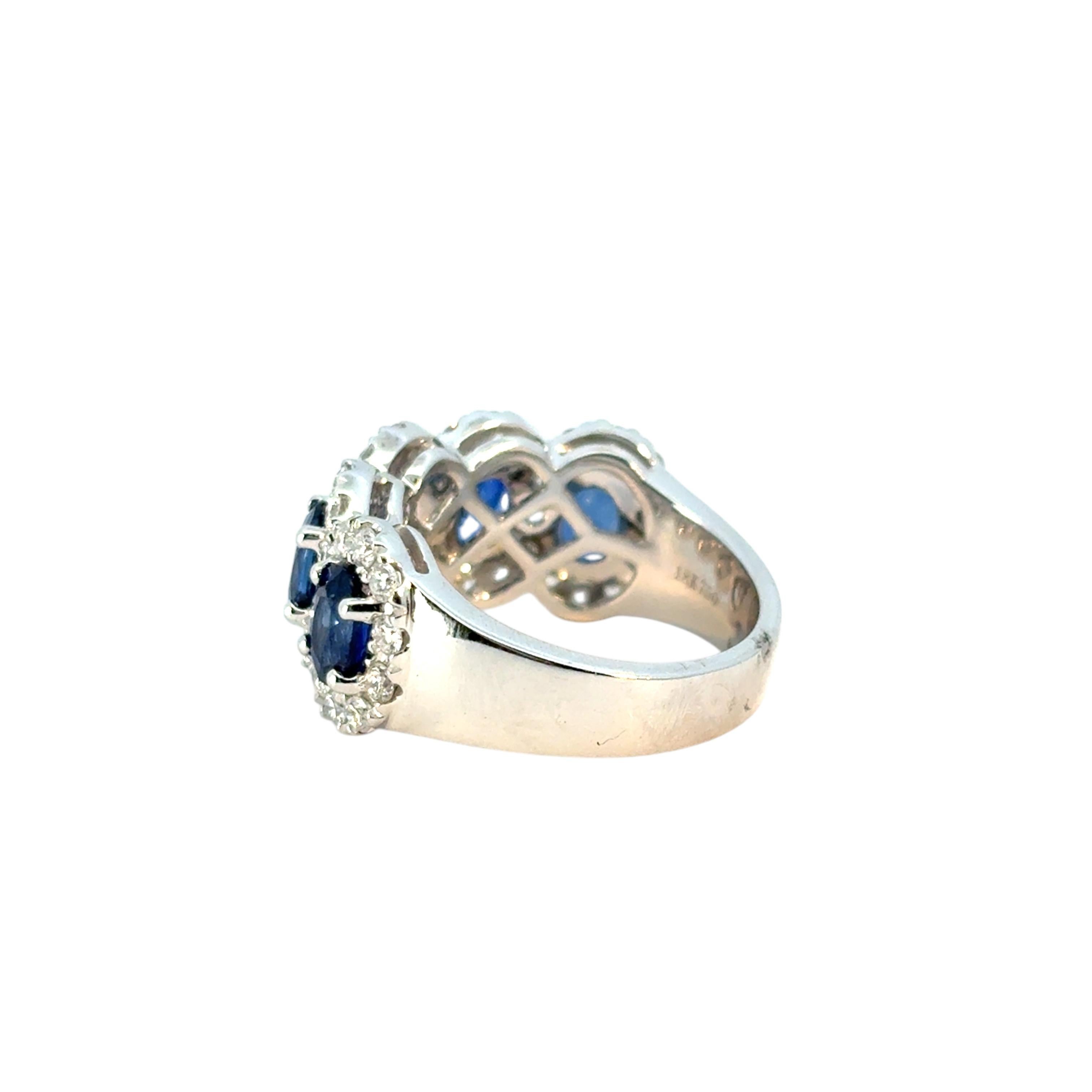 Anello in oro bianco 18 carati con zaffiro ovale e diamanti naturali da 3,11 carati in vendita 11