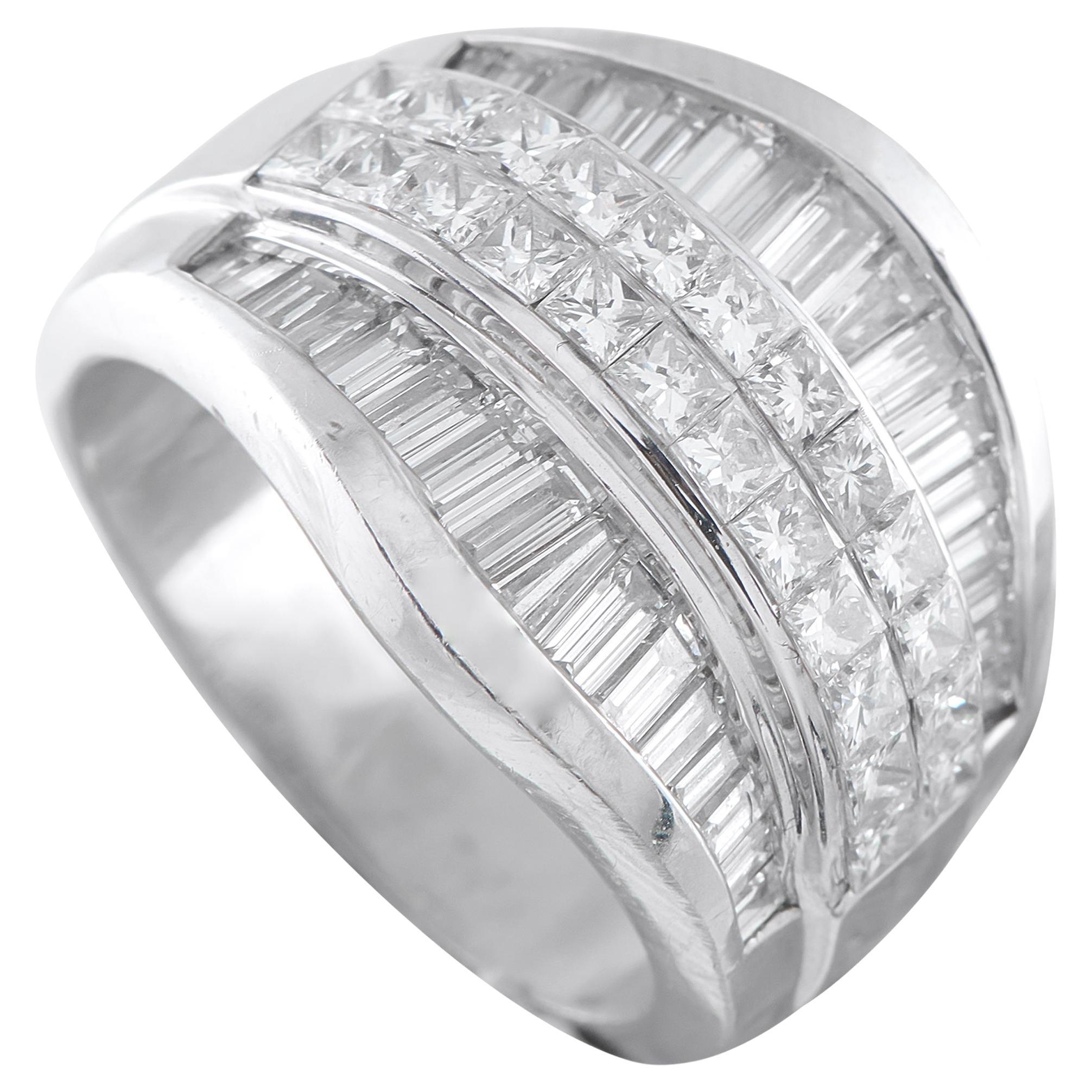 18K White Gold 3.12ct Diamond Multi-Row Wide-Band Ring MF01-012026 For Sale