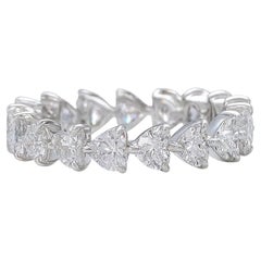 Bague d'éternité en or blanc 18 carats avec diamant en forme de cœur de 3,14 carats