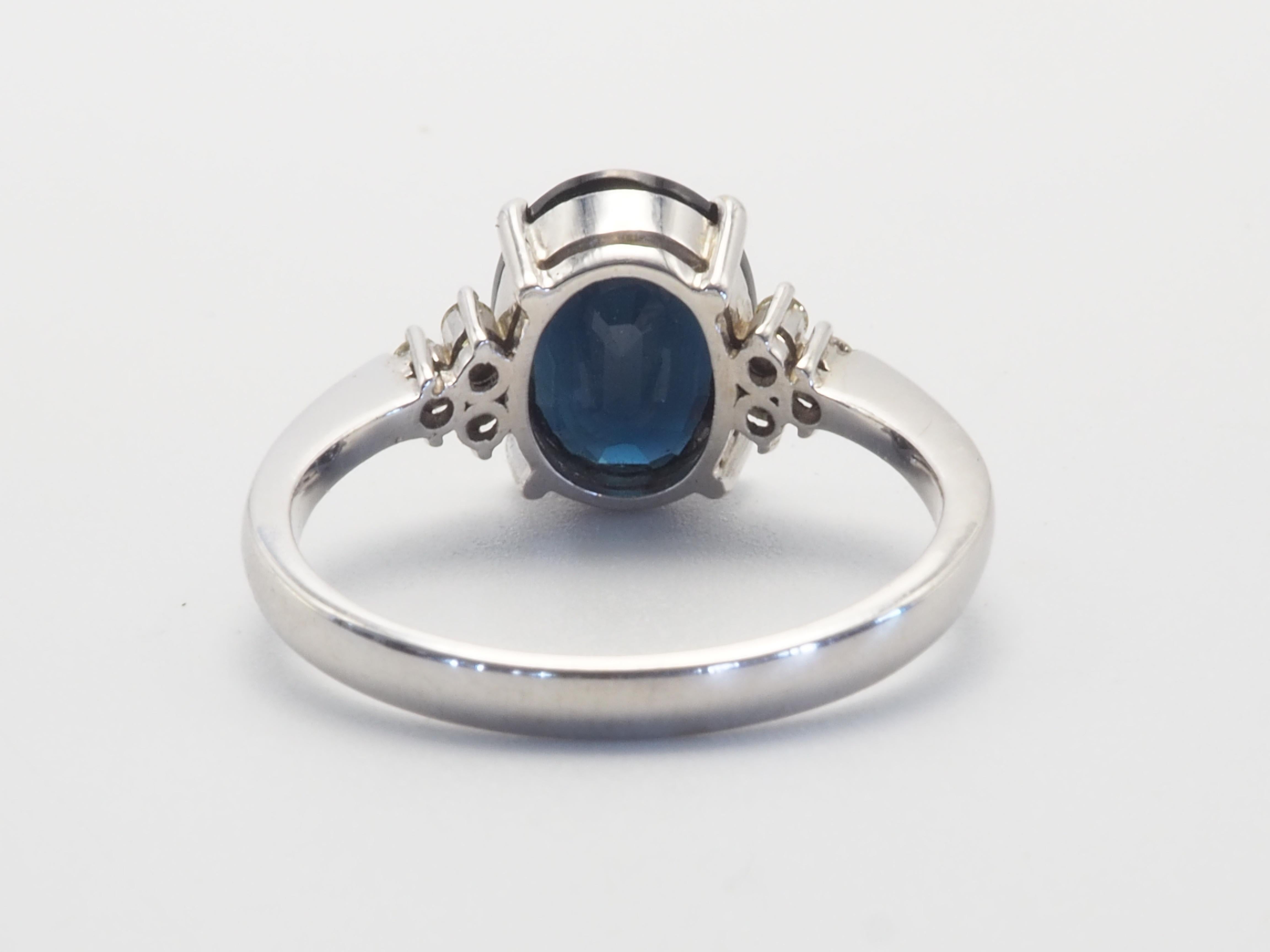 18K White Gold 3.16ct Inky Blue Sapphire & 0.12ct Diamond Fine Engagement Ring In New Condition In เกาะสมุย, TH