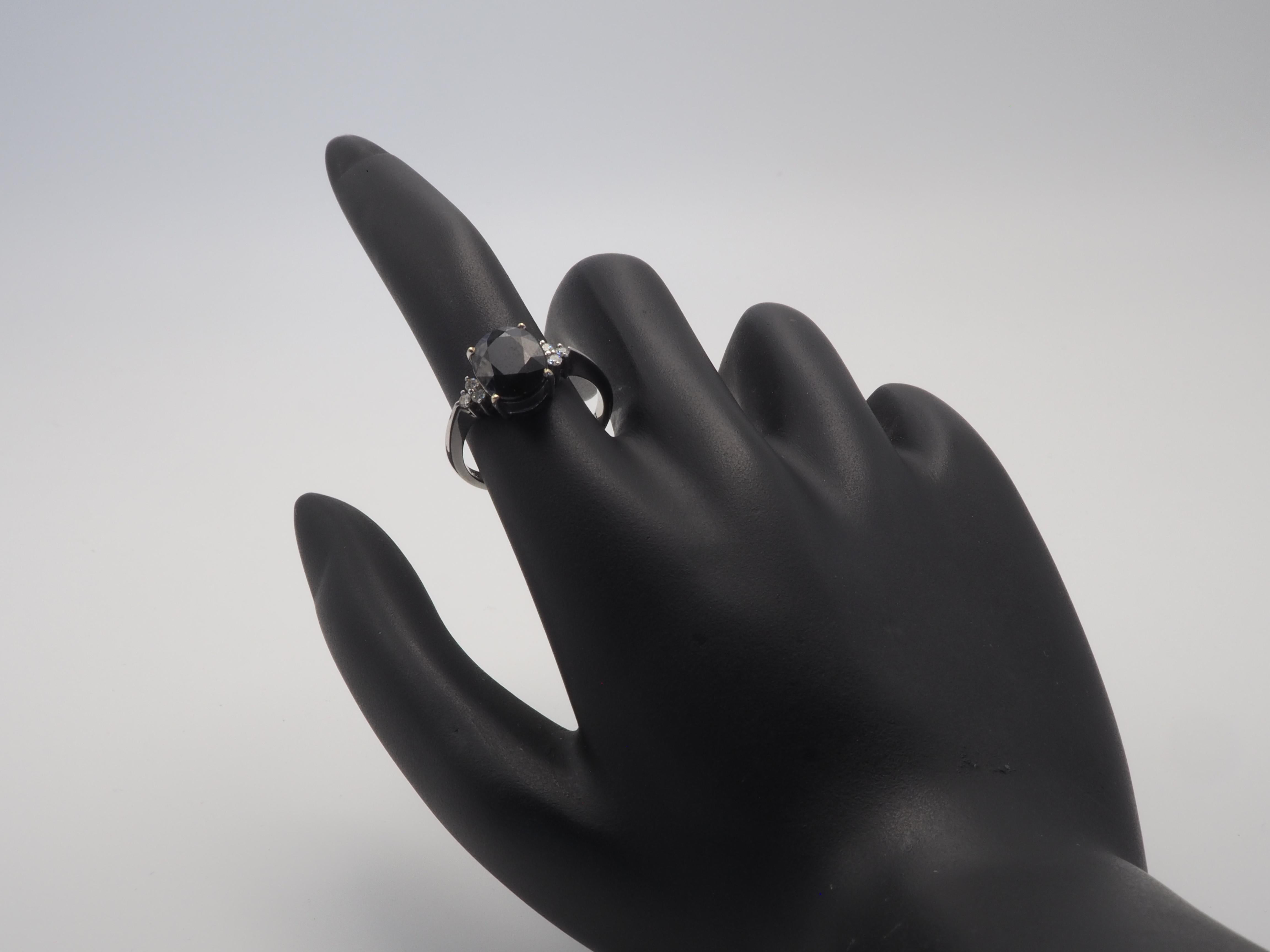 18K White Gold 3.16ct Inky Blue Sapphire & 0.12ct Diamond Fine Engagement Ring 3