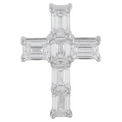 Pendentif croix en or blanc 18K 3.20ct diamant ACR-19420
