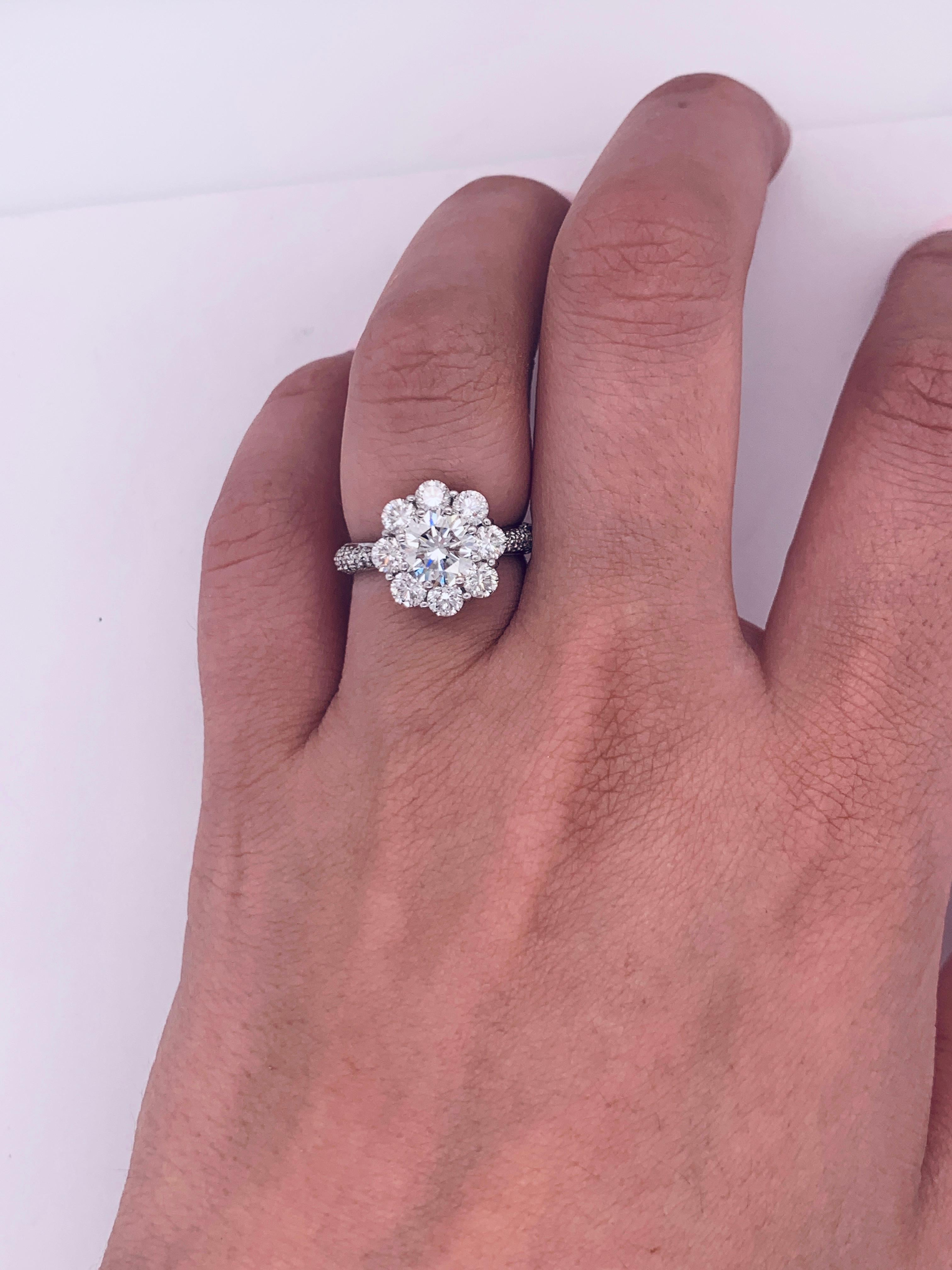 Round Cut 18 Karat White Gold 3.25 Carat Diamond Engagement Ring For Sale