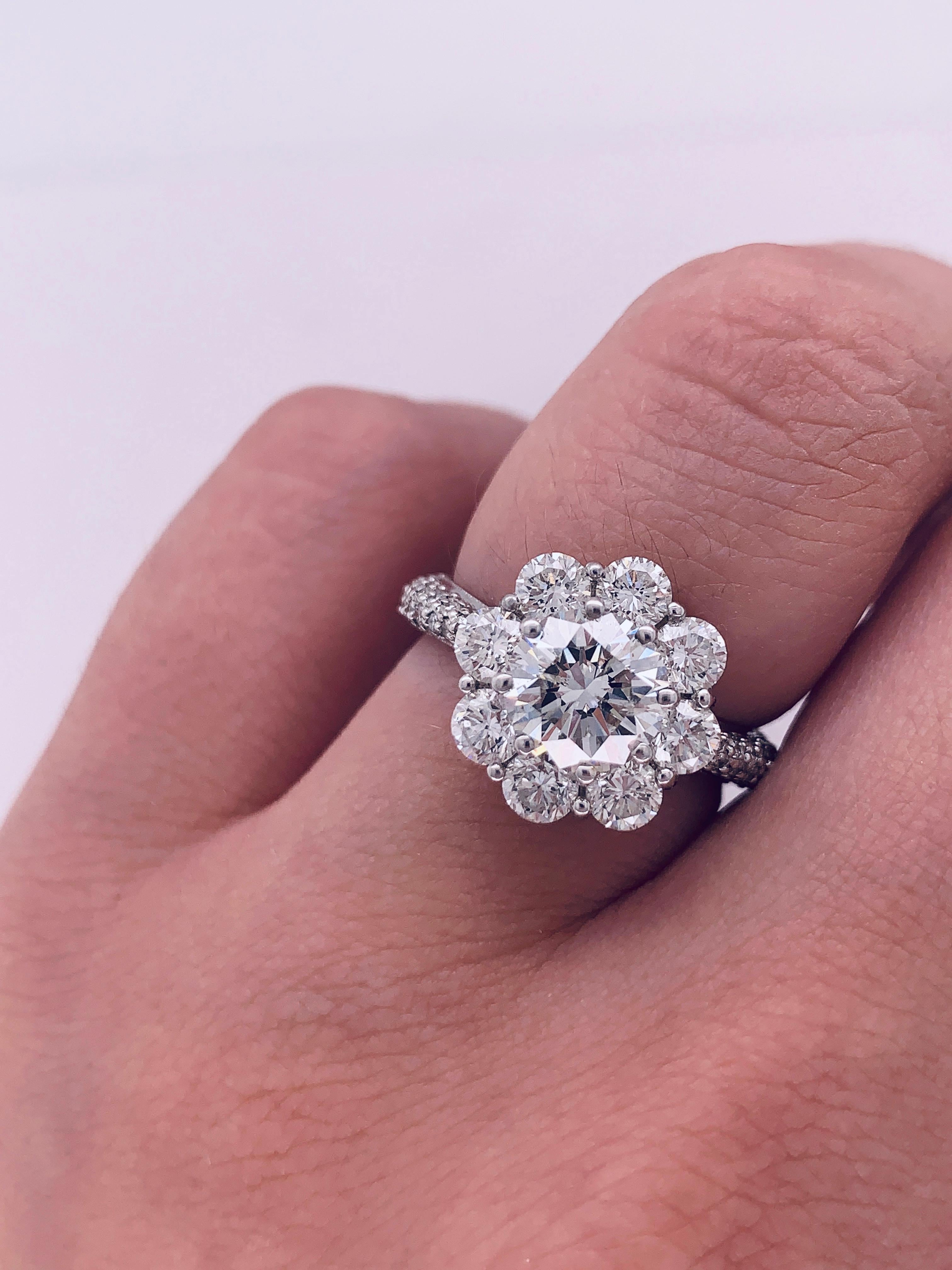 Women's 18 Karat White Gold 3.25 Carat Diamond Engagement Ring For Sale