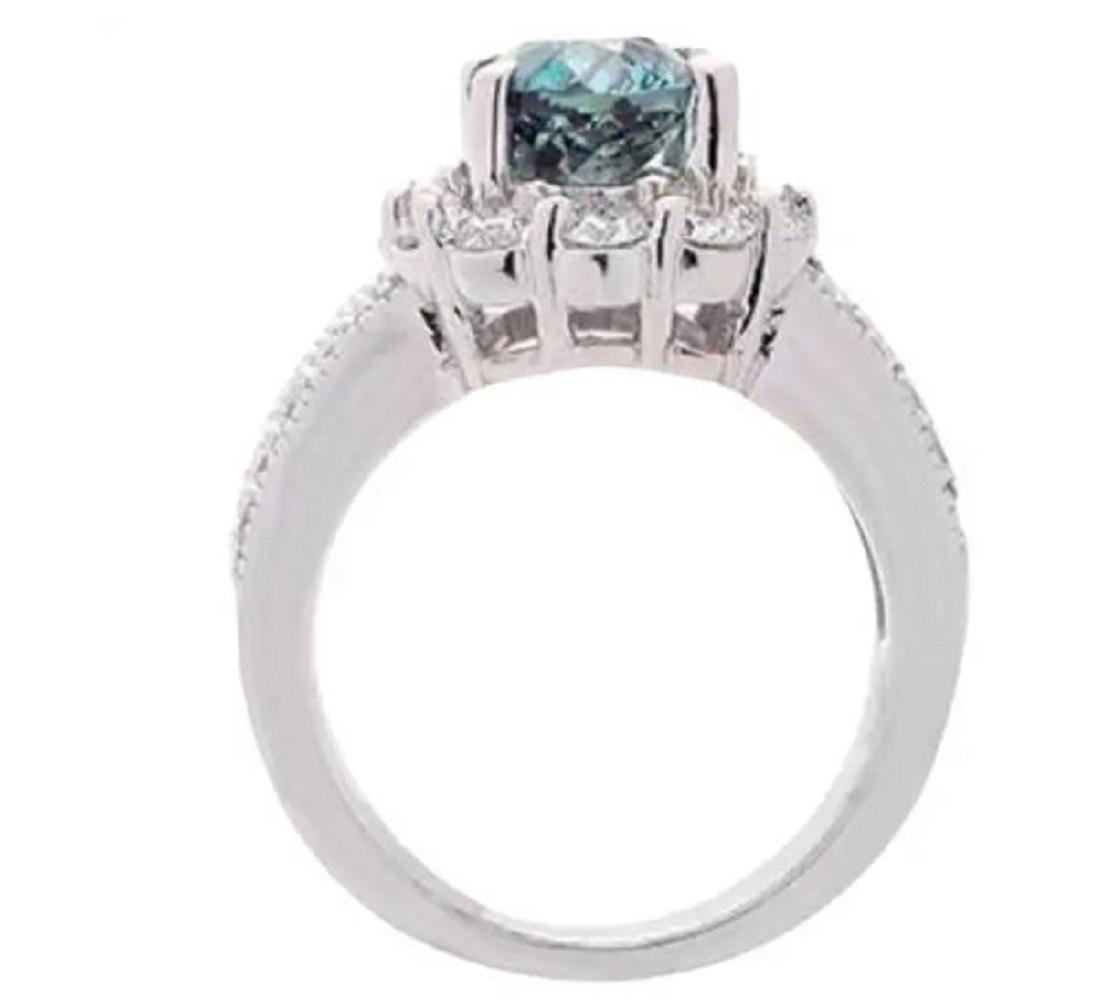 Brilliant Cut 18K White Gold 3.27 ct. Alexandrite and 1.07ct Diamond Ring For Sale