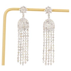 18k White Gold 3.30 CTW Round Brilliant Diamond Chandelier Earrings