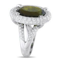 18K White Gold 3.30ct Diamond and Tourmaline Ring