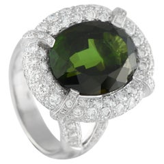 18K White Gold 3.30ct Diamond and Tourmaline Ring