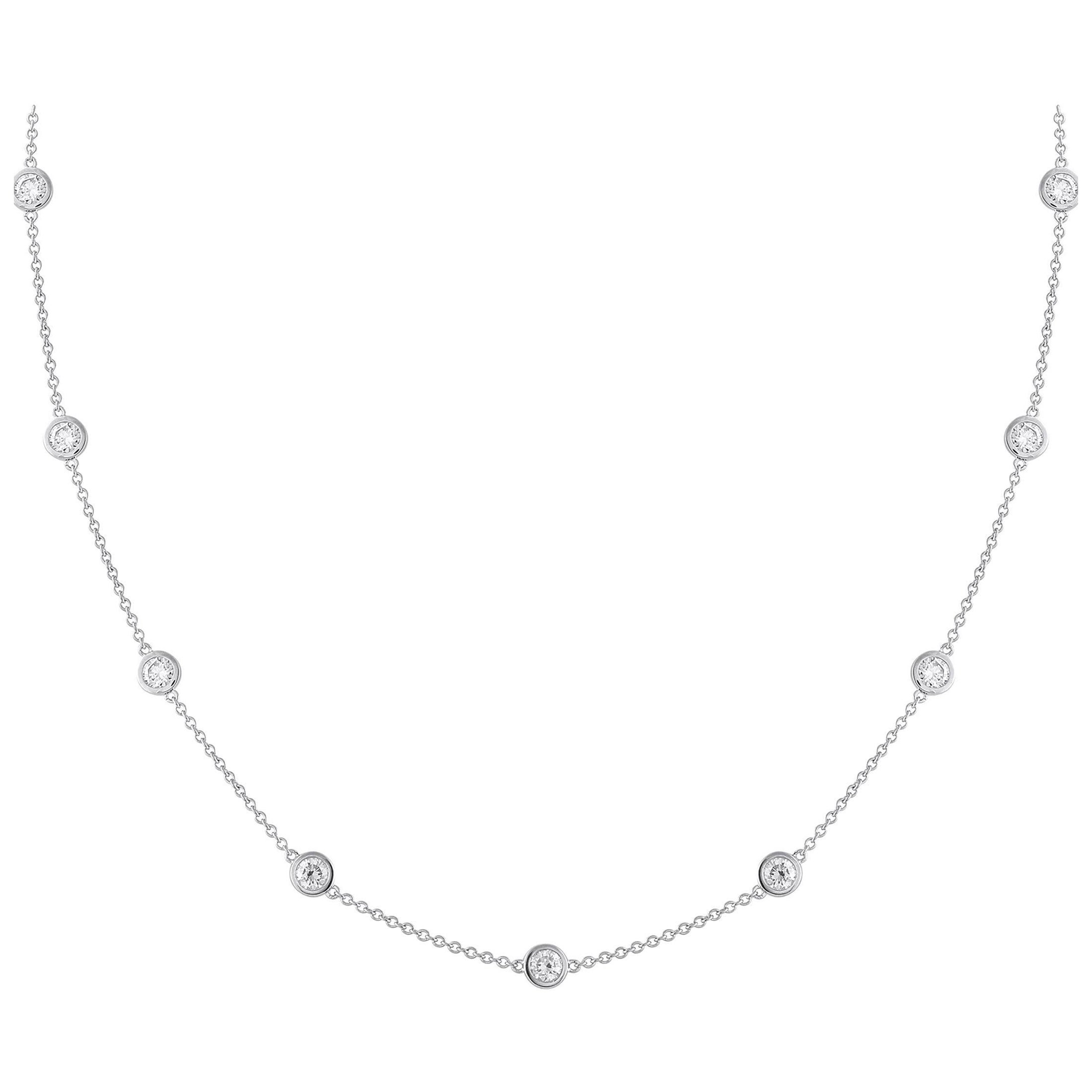 Collana Station in oro bianco 18 carati con diamanti da 3,30 carati