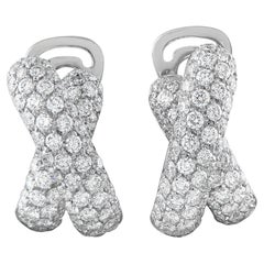 18K White Gold 3.33ct Diamond Crossover Earrings MF27-070926