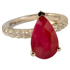 18K White Gold 3.3ct Burmese Ruby and Diamonds - Statement Ring