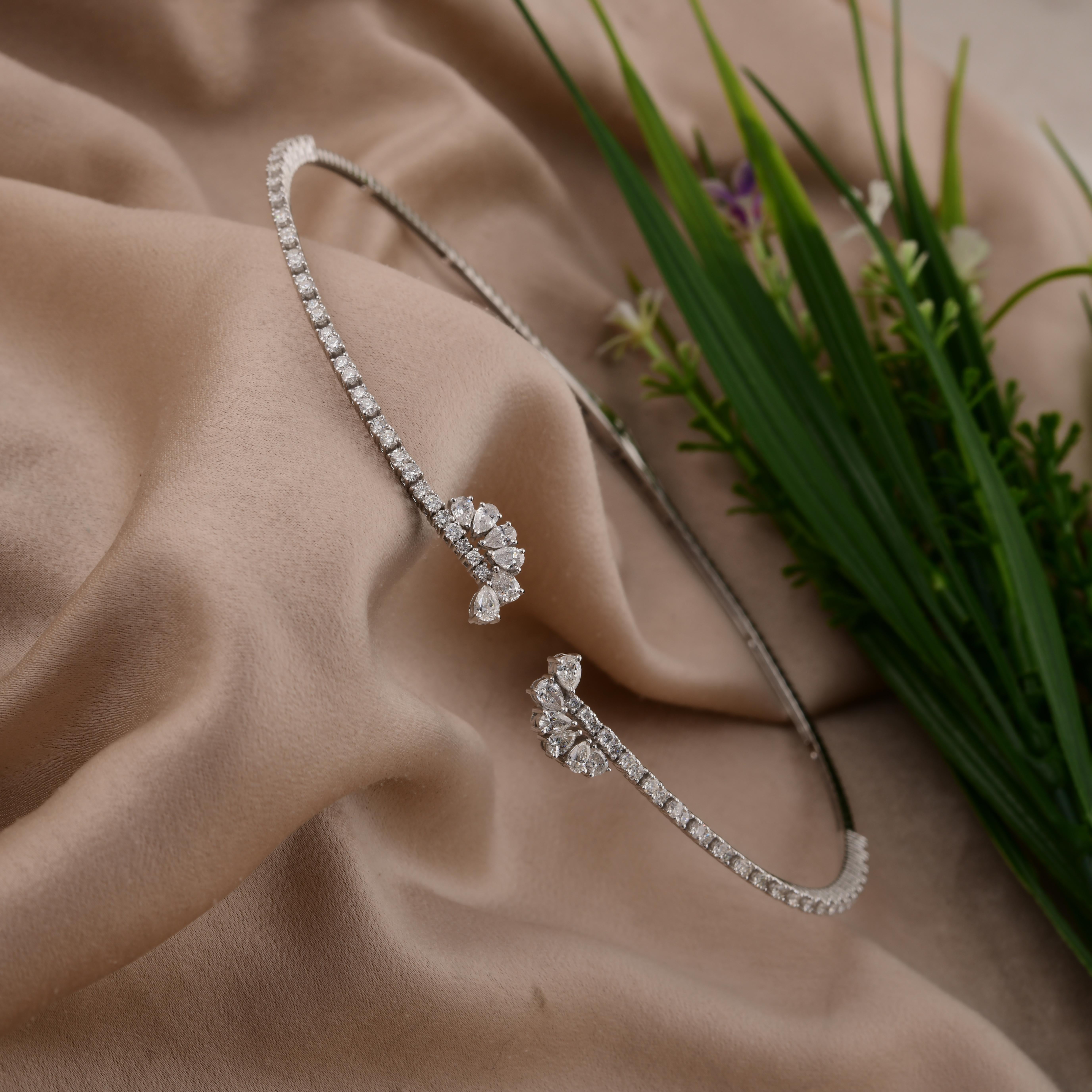 Modernista Collana girocollo con diamanti naturali SI/HI in oro bianco 18k 3,43 CTW Regalo di fidanzamento in vendita