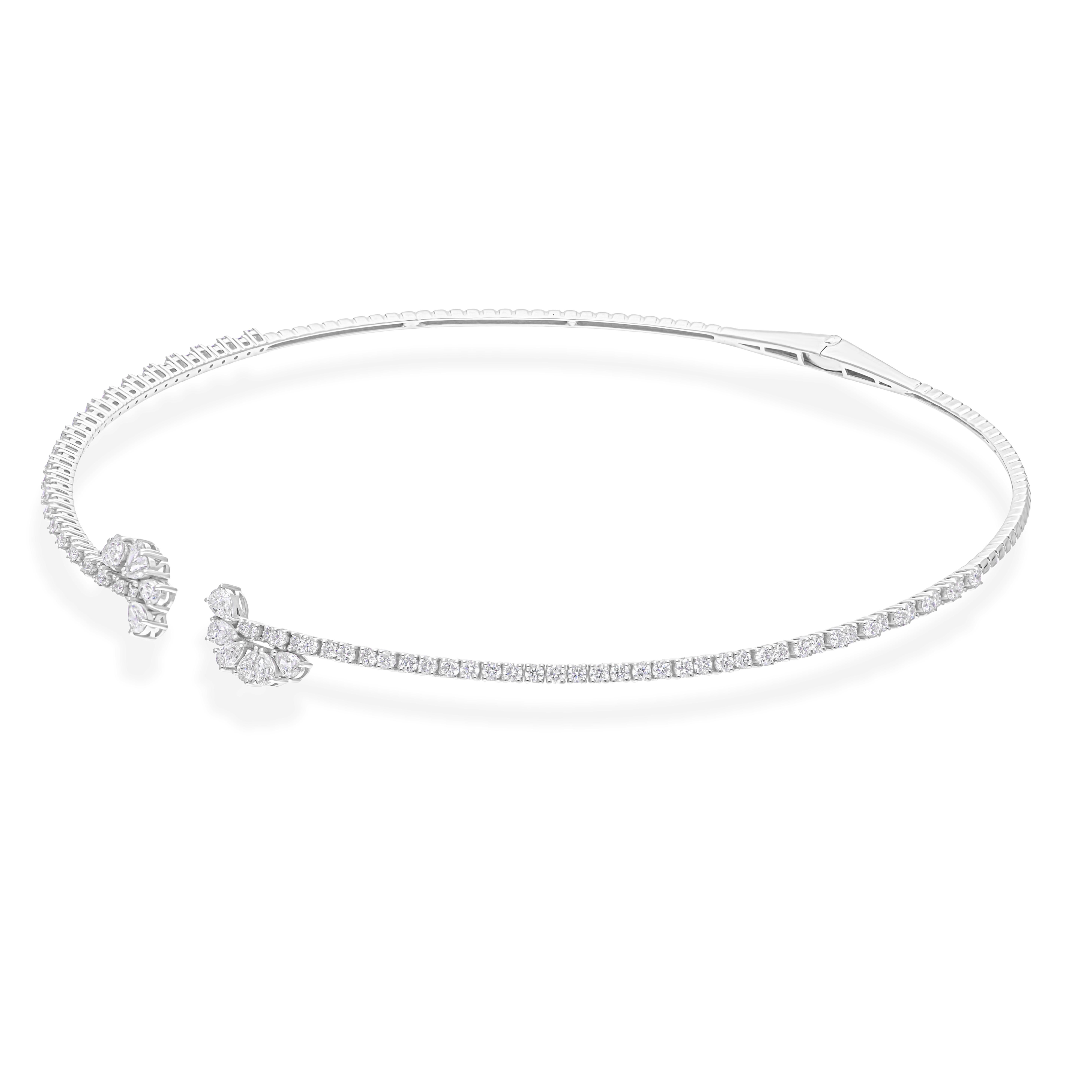 Donna Collana girocollo con diamanti naturali SI/HI in oro bianco 18k 3,43 CTW Regalo di fidanzamento in vendita