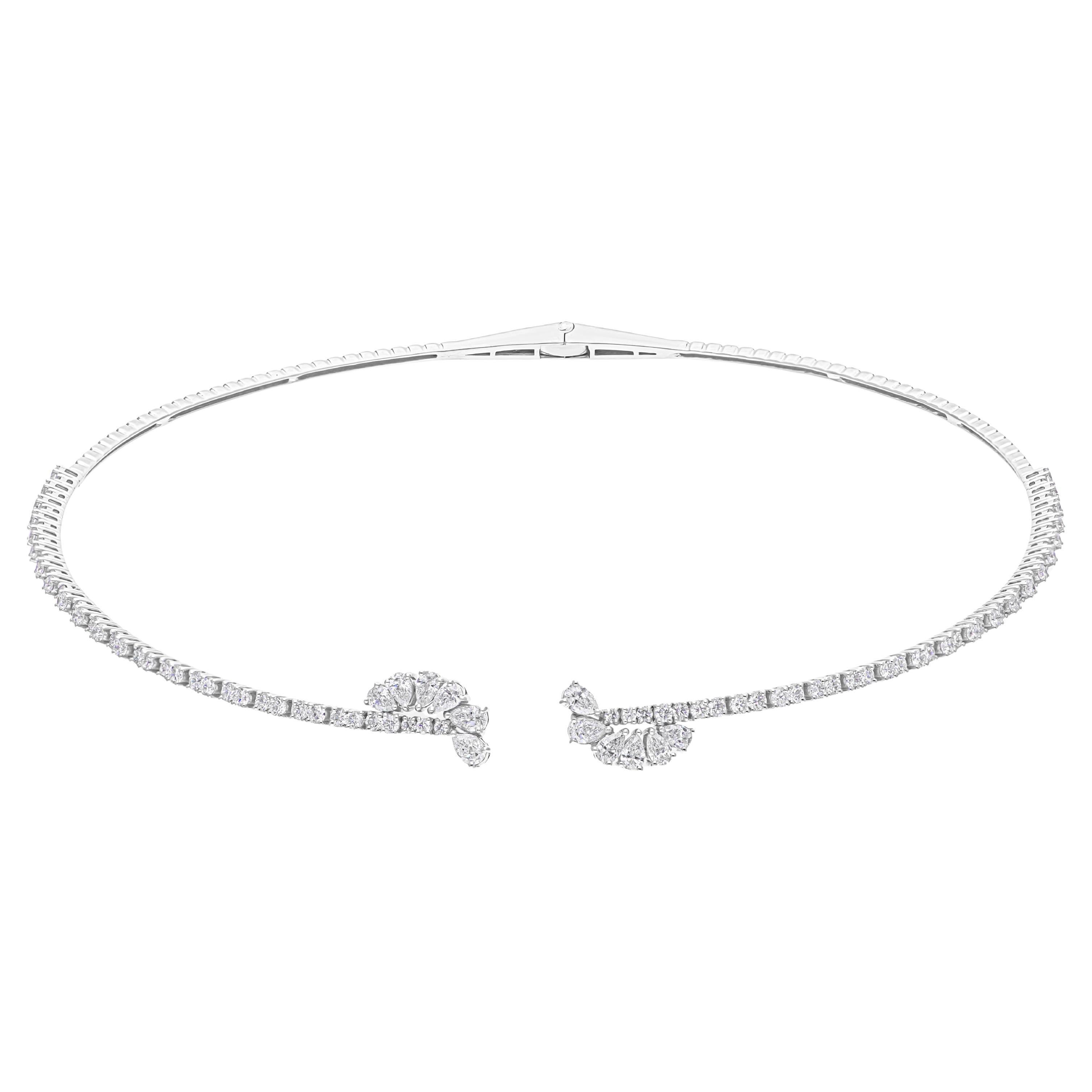 Collana girocollo con diamanti naturali SI/HI in oro bianco 18k 3,43 CTW Regalo di fidanzamento in vendita