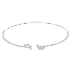 18k White Gold 3.43 CTW Natural SI/HI Diamond Choker Necklace Engagement Gift