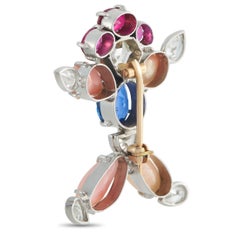 18K White Gold 3.45ct Diamond, Sapphire, and Conch Pearl Brooch MF52-031726