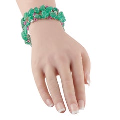 18K White Gold 3.50ct Diamond and Colored Gemstone Garden Bracelet MF05-012326