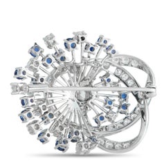 18K Weißgold 3,50ct Diamant und Saphir Brosche MF46-022026