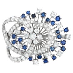 18K Weißgold 3,50ct Diamant und Saphir Brosche MF46-022026