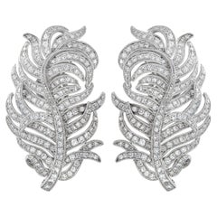 18K White Gold 3.50ct Diamond Feather Earrings