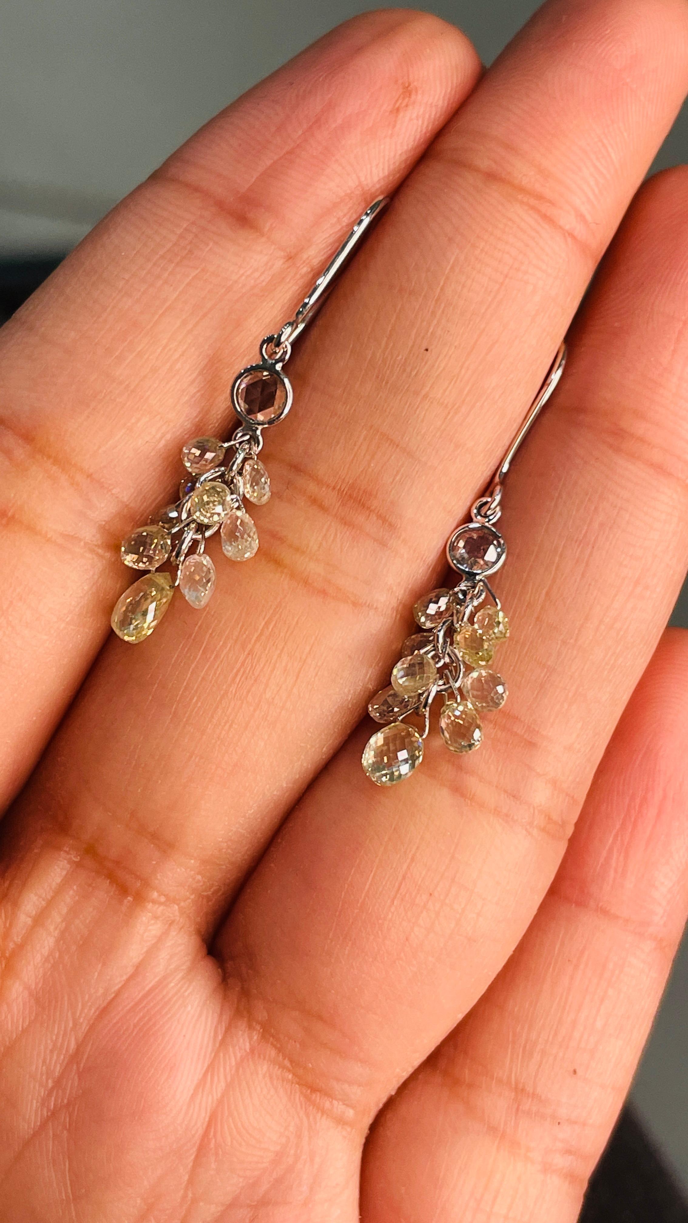 18K White Gold 3.54 Carat Cluster Diamond Earrings In New Condition For Sale In Houston, TX