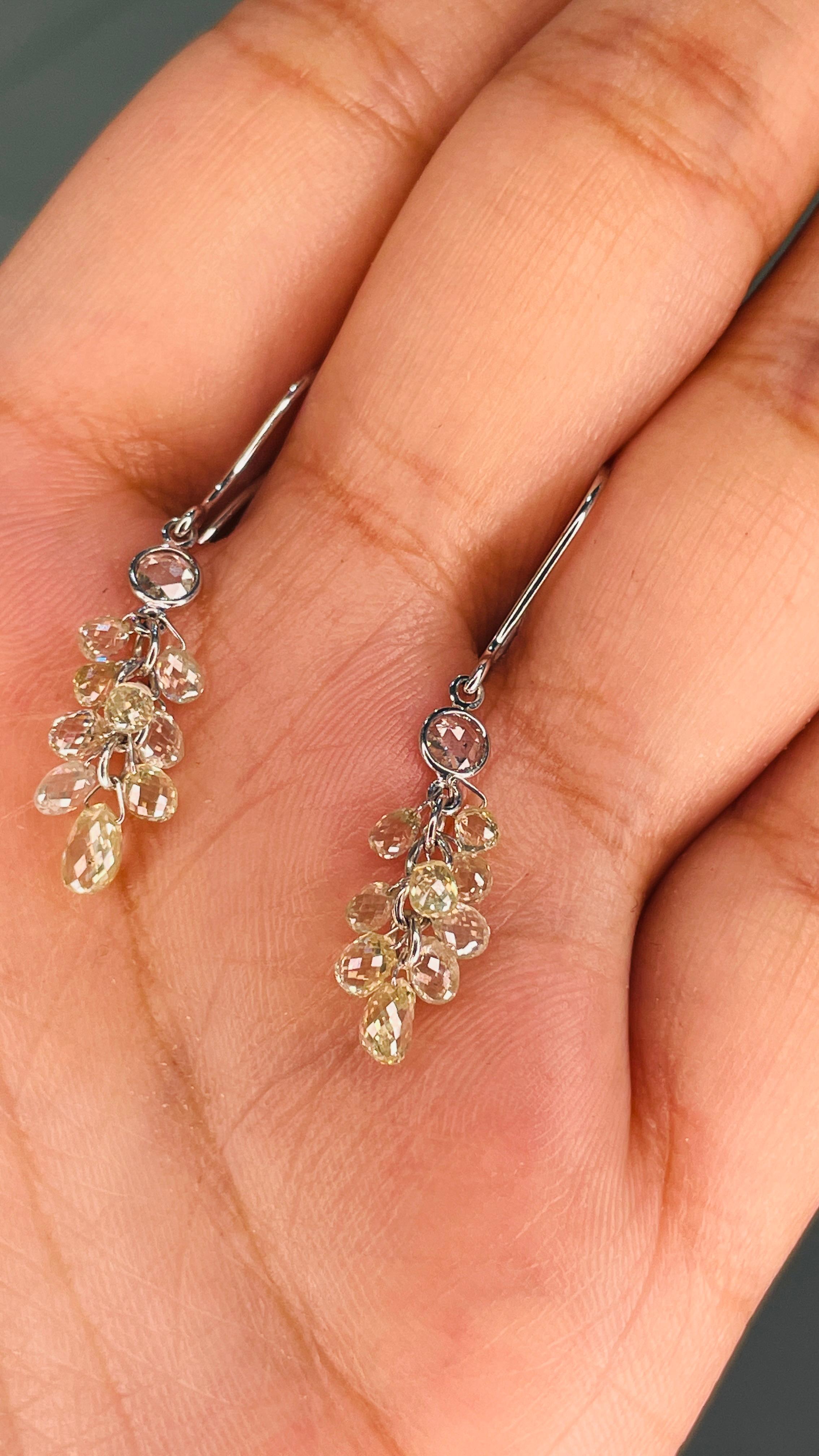18K White Gold 3.54 Carat Cluster Diamond Earrings For Sale 1