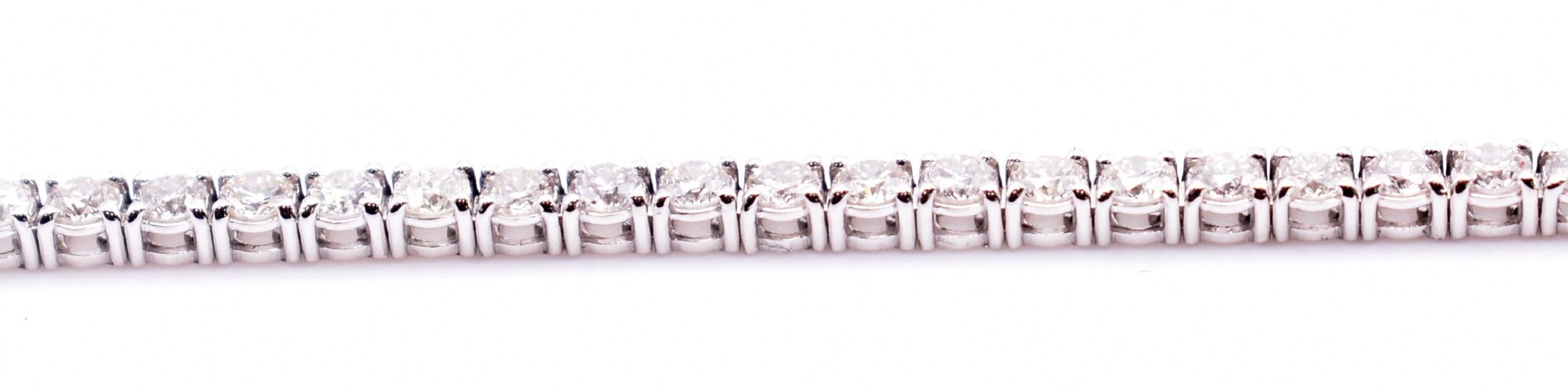 Women's 18k White Gold 3.57ct Diamond Line Bracelet For Sale