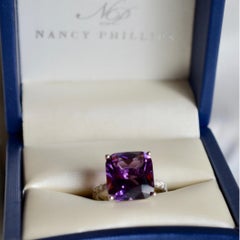 18k Weißgold 8,1 Karat Amethyst und 0,36 Karat Diamant Cocktail Ring