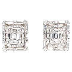 18k White Gold 3.60 Carat Diamond Stud Earrings
