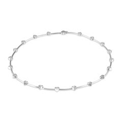 18 Karat White Gold 3.60 Carat Heart Shape Bezel Necklace, 19 Diamonds