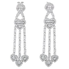 18K White Gold 3.60ct Diamond Heart Drop Earrings MF29-011626
