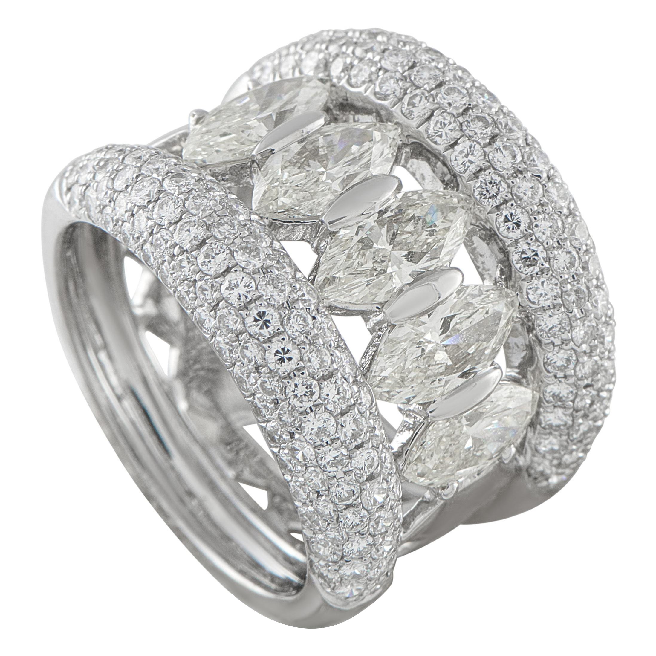 18K Weißgold 3,60ct Diamond Wide Band Ring ALR-20094