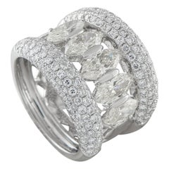 18K White Gold 3.60ct Diamond Wide Band Ring ALR-20094