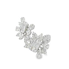 18k White Gold 3.61ctw Natural Diamond Flower Ring