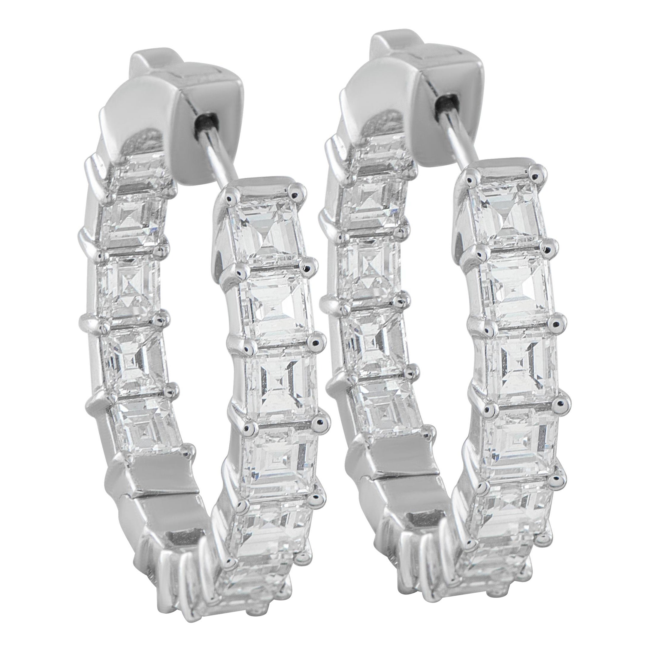 Pendientes de aro de oro blanco de 18 quilates con diamantes de 3,75 ct AER-16446