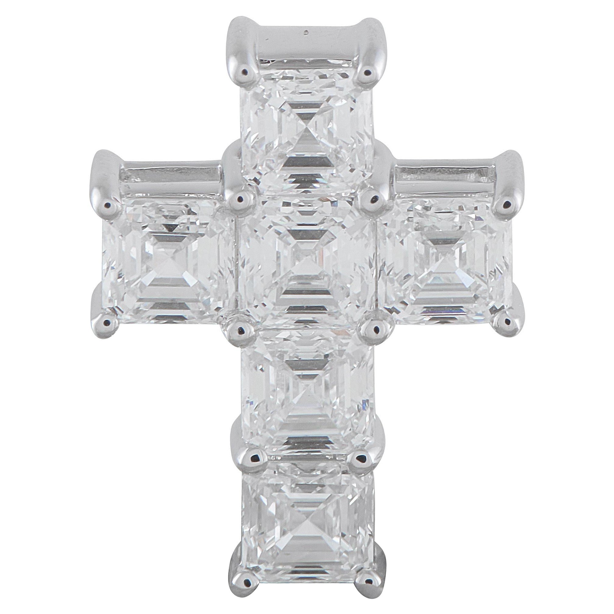 Pendentif croix en or blanc 18 carats 3,80 ct de diamant ACR-19981