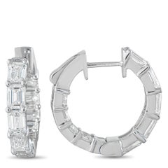Pendientes de aro de oro blanco de 18 quilates con diamantes de 3,80 ct AER-20760