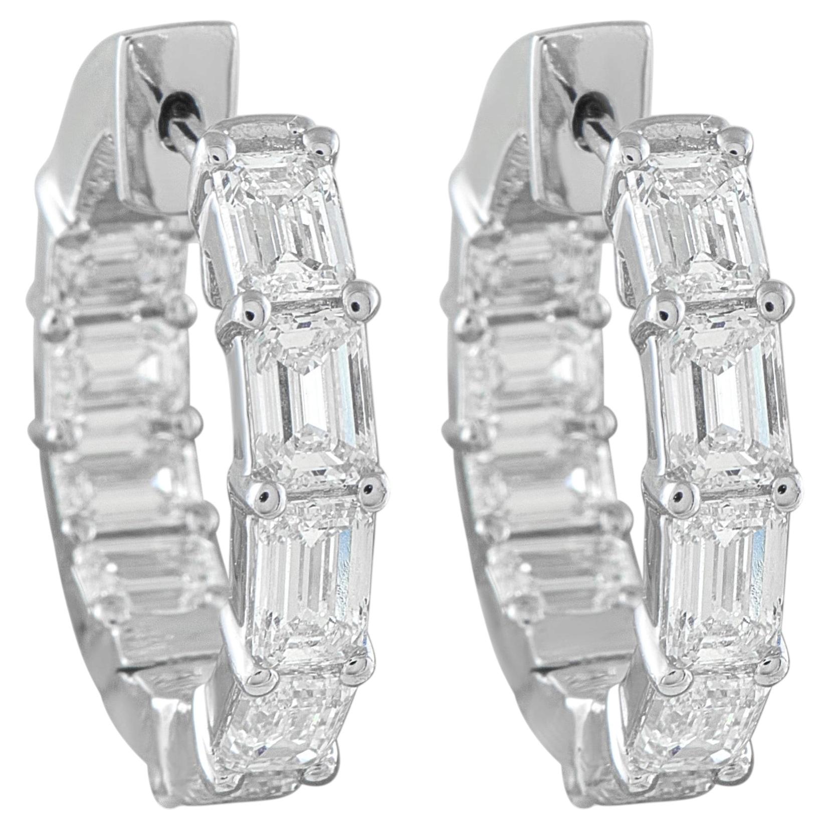 18K White Gold 3.80ct Diamond Hoop Earrings AER-20760