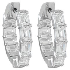 Pendientes de aro de oro blanco de 18 quilates con diamantes de 3,80 ct AER-20760