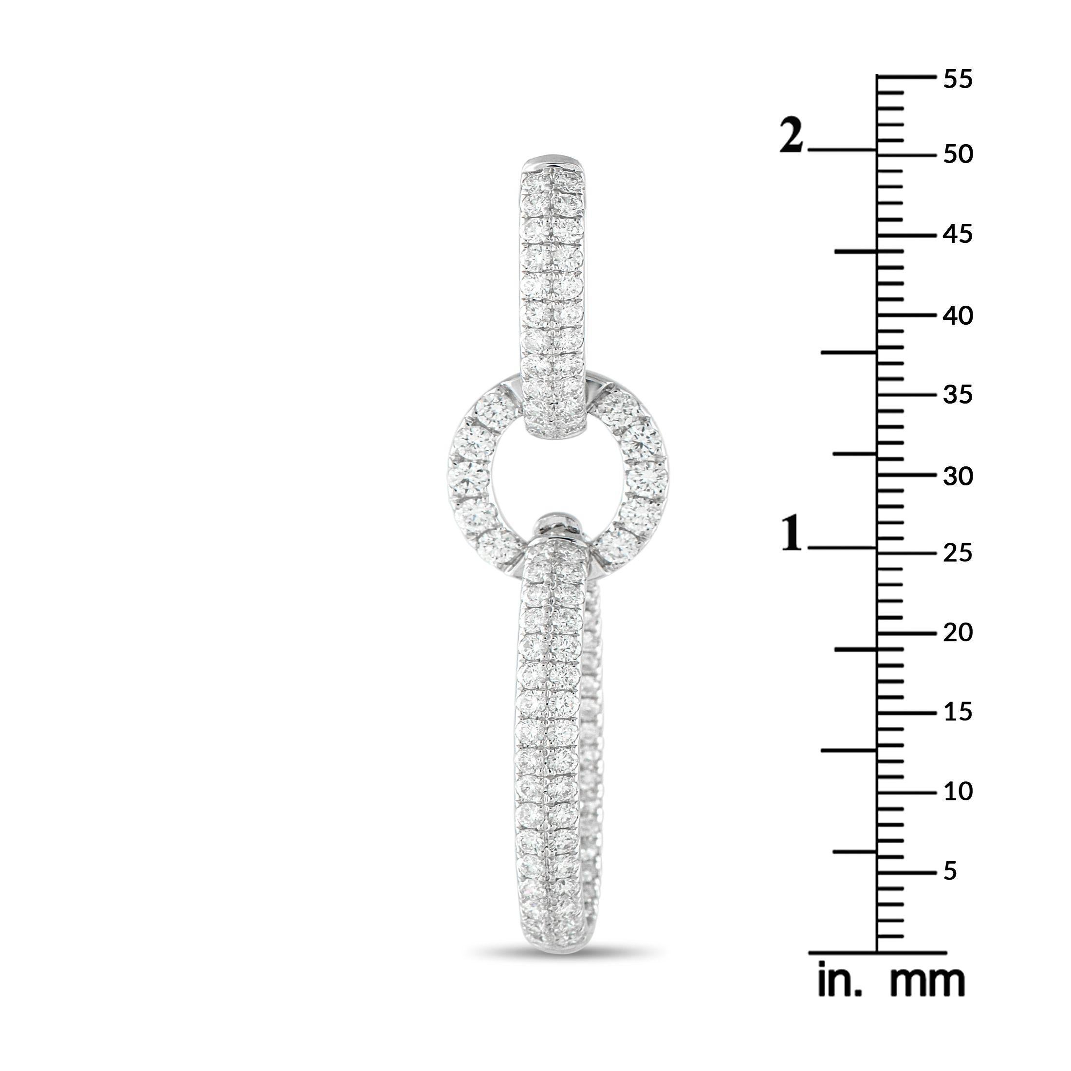 Orecchini pendenti con diamanti in oro bianco 18 carati da 3,85 carati In condizioni Nuovo in vendita a Southampton, PA