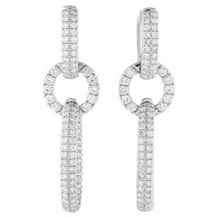 18K White Gold 3.85ct Diamond Dangle Earrings