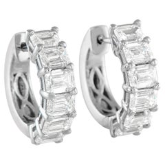 Orecchini a cerchio in oro bianco 18 carati con diamante da 3,85 carati