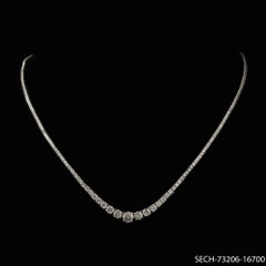 18k White Gold 3.87 Carat Round Cut Diamond Tennis Chain Necklace Wedding Gift