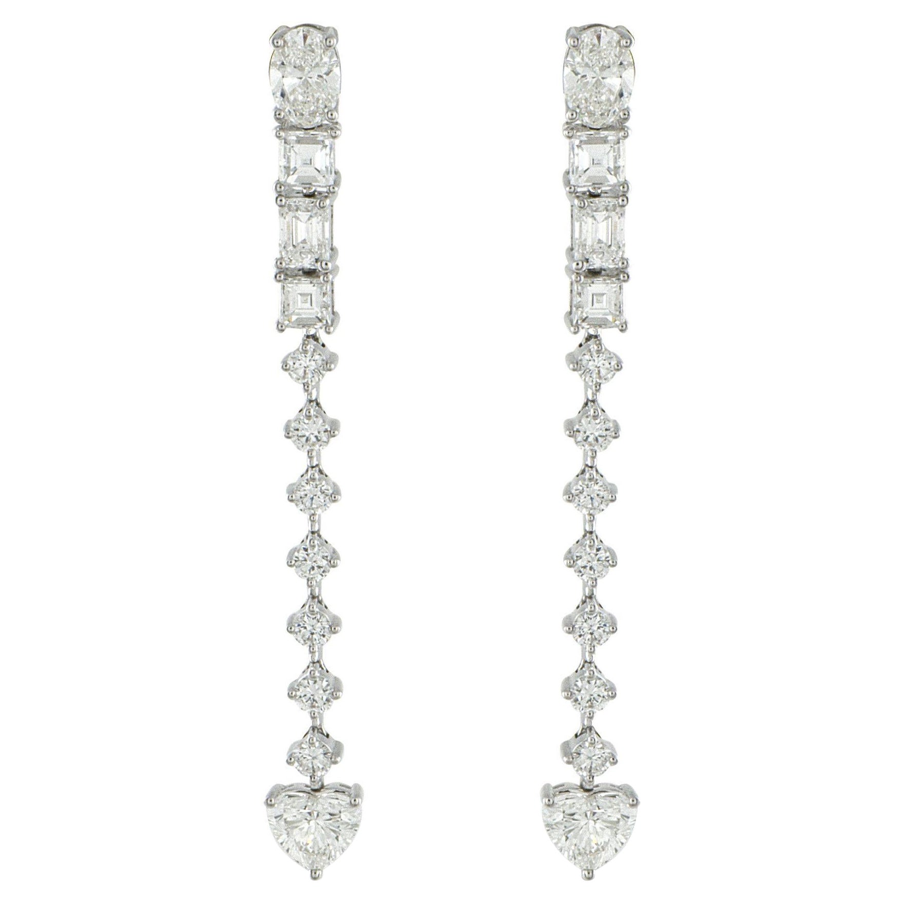 Pendientes colgantes de oro blanco de 18 quilates con diamantes de 3,95 ct